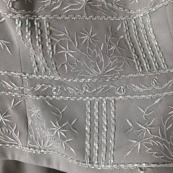 VINTAGE Karen Miller Sage Green Beaded Gown with Shawl  Size 8 - Picture 3 of 13